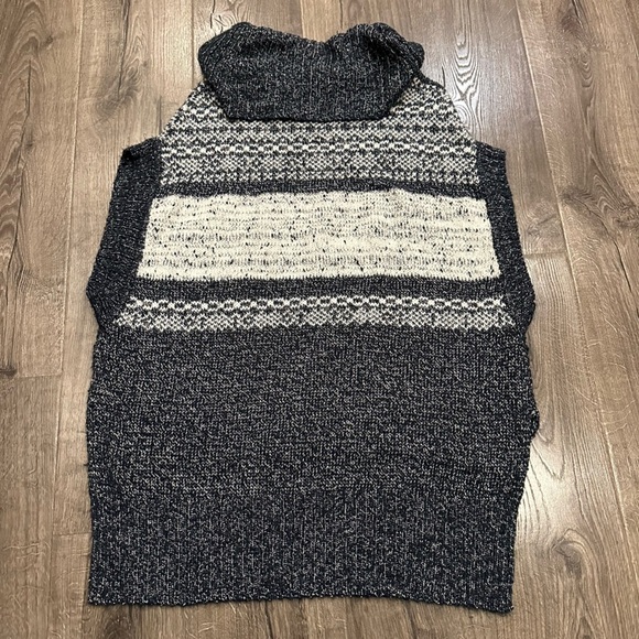 BCBGmaxazria Womens Sweater M/L Blue Wool Elinor Knit Cowl Neck Fair isle Hi-Low - Picture 9 of 12